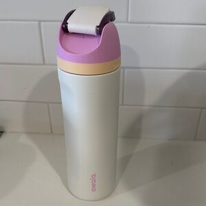 Owala White and Pink Kids Water Bottle